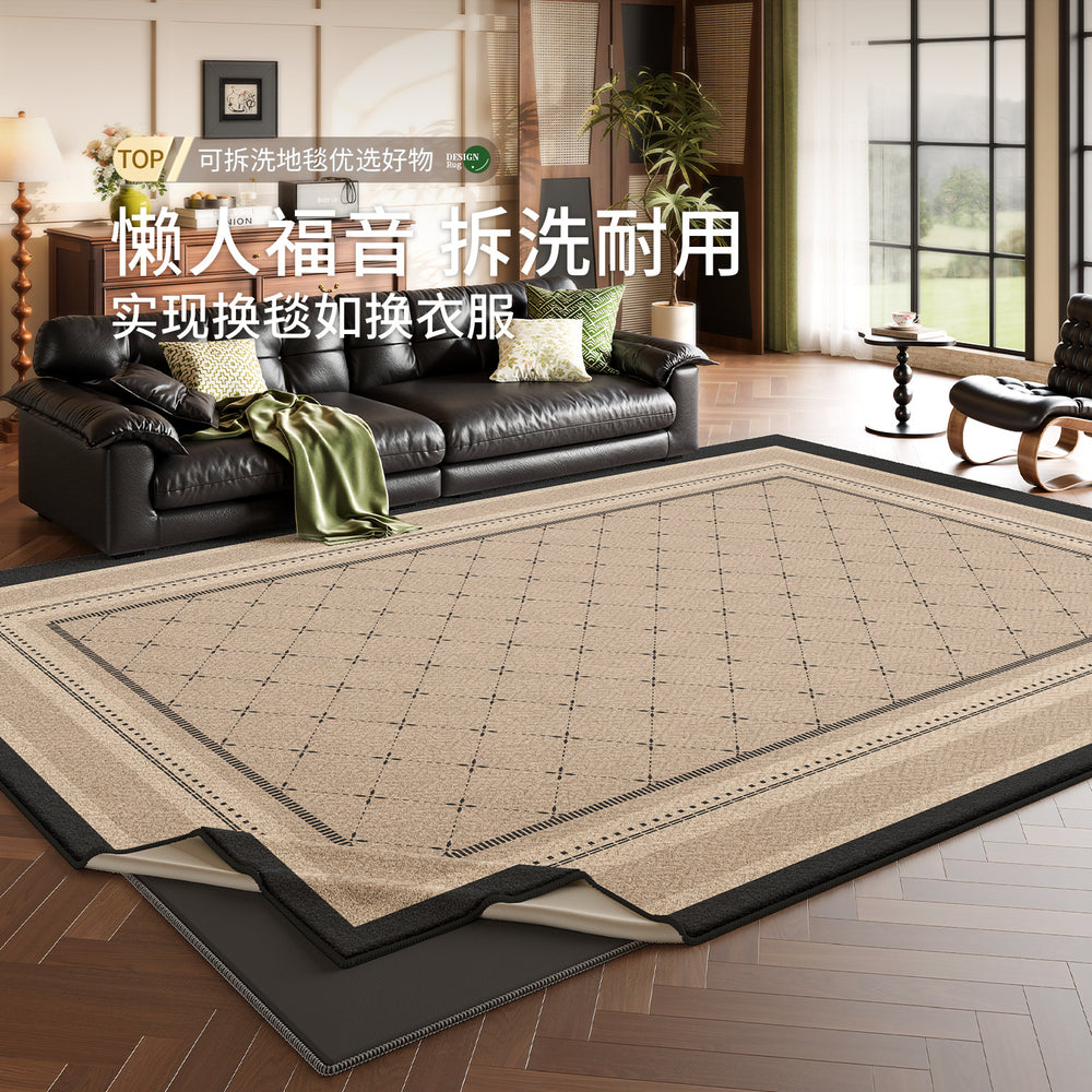 2026 new vintage-inspired removable & washable area rug - living room retro style, easy-clean, premium double-layer, machine washable floor mat