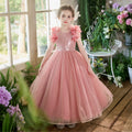 Girls' formal dress - european & american style, cross-border flower girl wedding dress, light luxury high-end mesh children's dress, elegant birthday party gown
