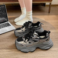 2025 spring/summer new breathable mesh chunky sneakers, niche platform casual shoes, fashionable athletic women's flats, height increasing women's shoes