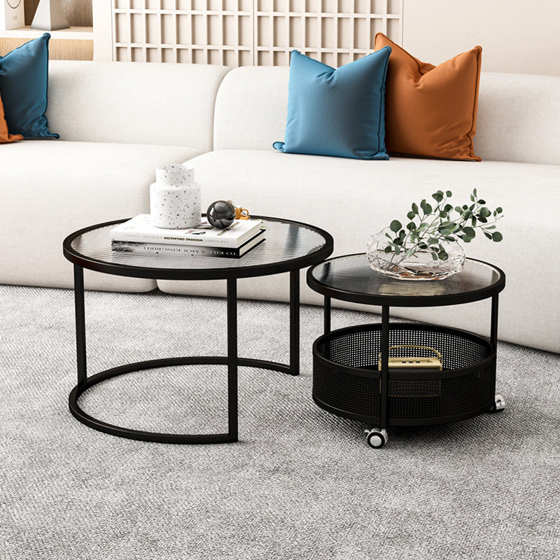 Luxury minimalist modern glass round table -  new arrival - small apartment home decor - cream style mobile coffee table for living room