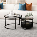 Luxury minimalist modern glass round table -  new arrival - small apartment home decor - cream style mobile coffee table for living room