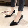 French satin black high heels - 2025 summer new collection: pointed-toe, low-cut, closed-toe stiletto heels - elegant and stylish for everyday wear