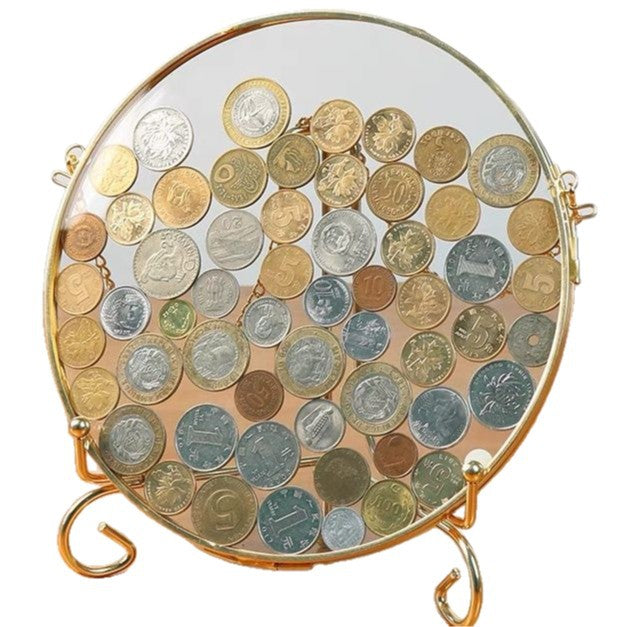2026 new round coin frame desktop ornament gift coin collection frame metal copper edge material ornament