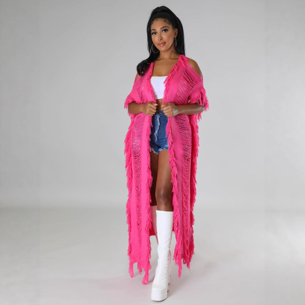 Bestselling european and american fashion crochet cardigan with tassels - autumn/winter knitwear for cross-border e-commerce on