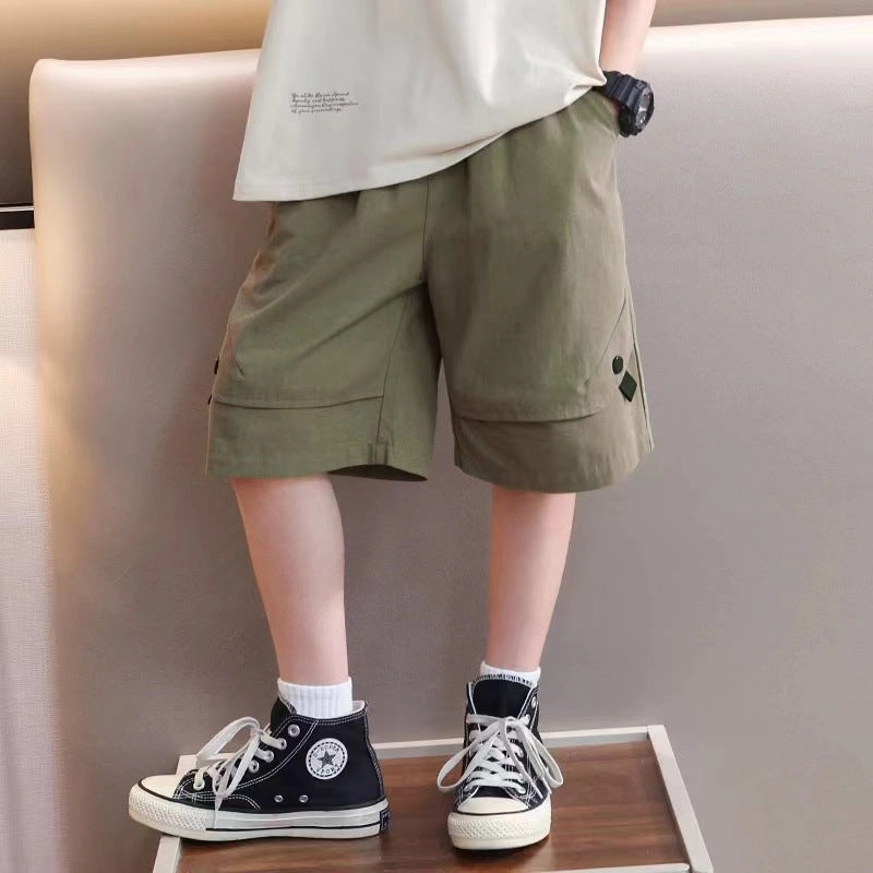 【quick-dry high-stretch shorts】kids' lightweight quick-dry shorts, stretch cargo shorts for mid-to-large children, perfect for summer outdoor wear