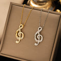 stylishfashion copper inlaid zirconium note necklace for women accessible luxuryniche stylesummerbest selling titanium steel clavicle chain jewelry