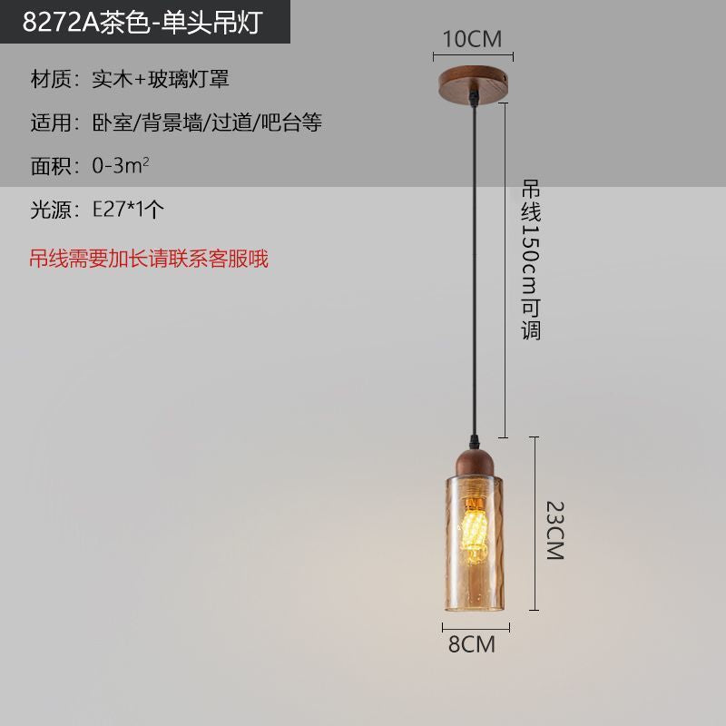Medieval style lamps bedroom bedside small chandelier bedside table retro restaurant aisle new chinoiserie single head long hanging lamp