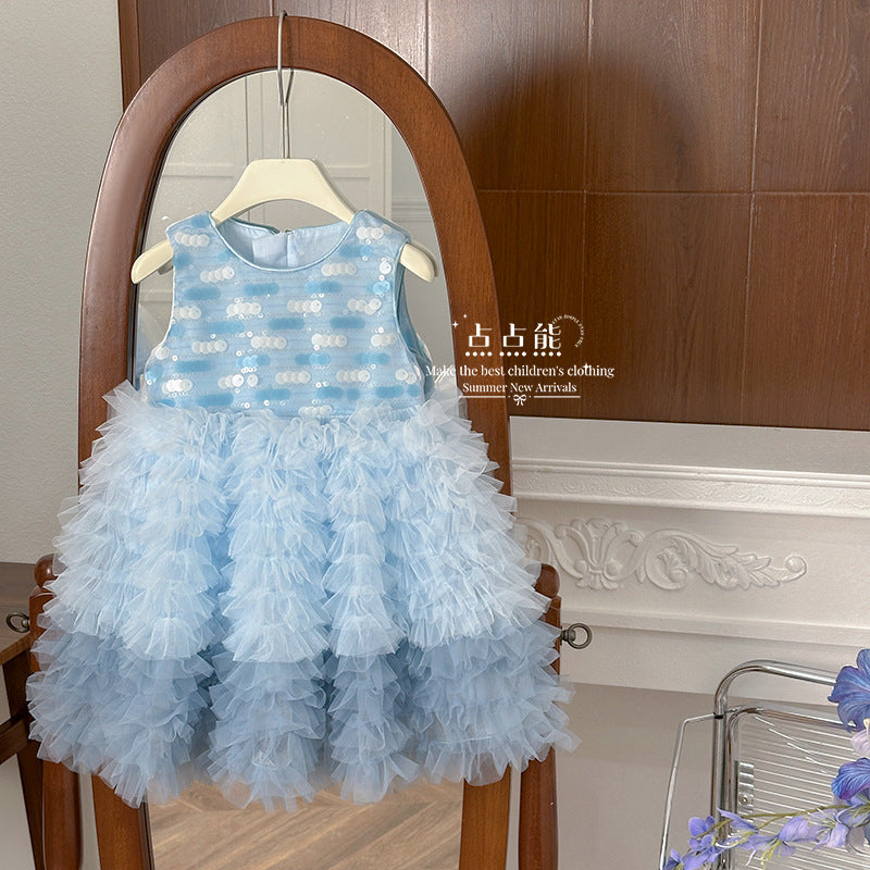 Girls' summer dress  new style - little girl's birthday cake dress - baby chic chanel-inspired princess dress