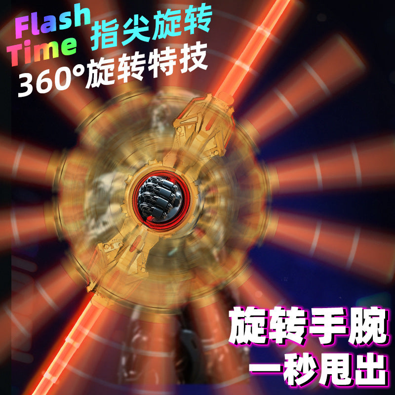 New fire blade double-edged lightsaber - dual-head, retractable, rotating, with colorful lights and sound effects - laser toy gift for boys and girls