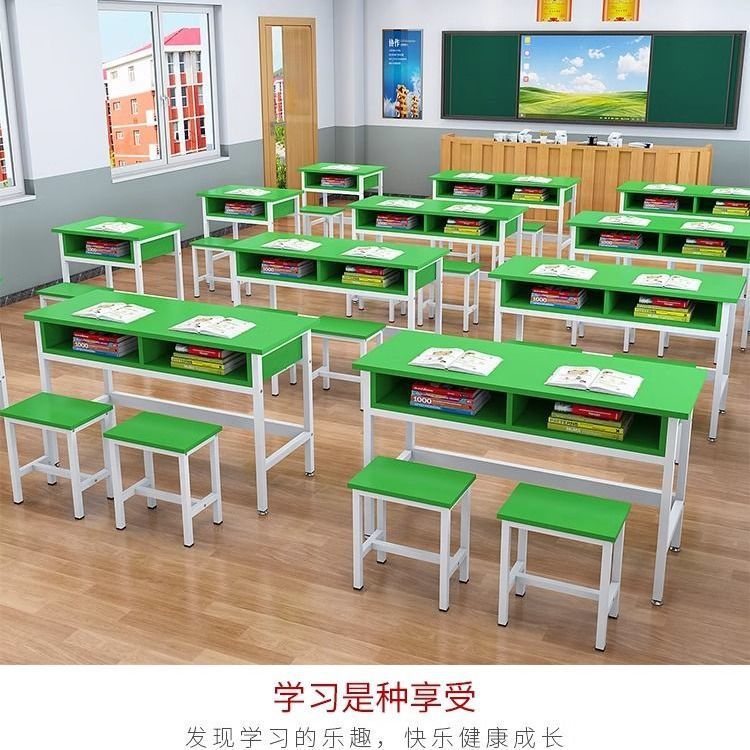 Double-layer tutoring tutoring single double three-person conference table student desk and chair training table with drawer