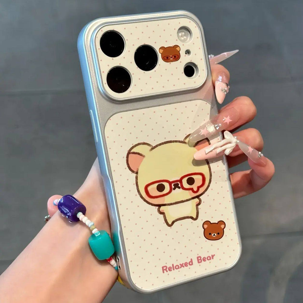 Couple glasses bear suitable for apple 18promax mobile phone case polka dot english label iphone17 soft case 16