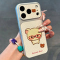 Couple glasses bear suitable for apple 18promax mobile phone case polka dot english label iphone17 soft case 16