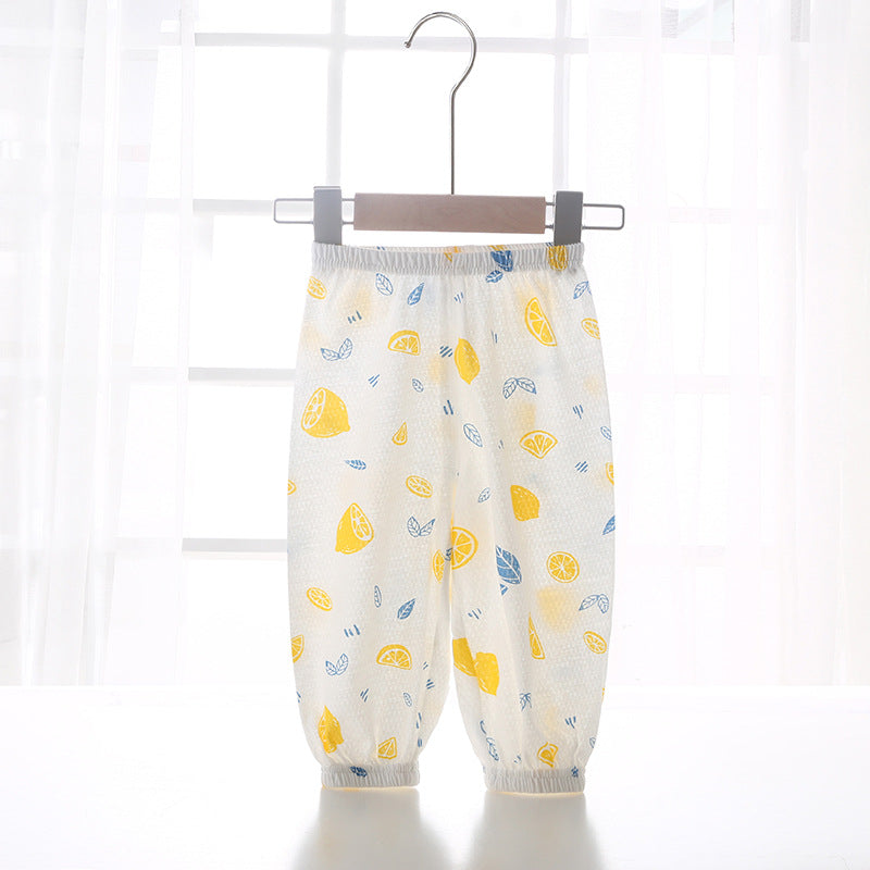 Baby pants summer boys and girls anti-mosquito pants thin baby pure cotton bloomers lightweight breathable cartoon printing pants