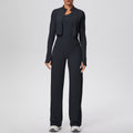 pure color brushed tight one-shoulder vest wide-leg long three-piece set sports running fitness yoga suit