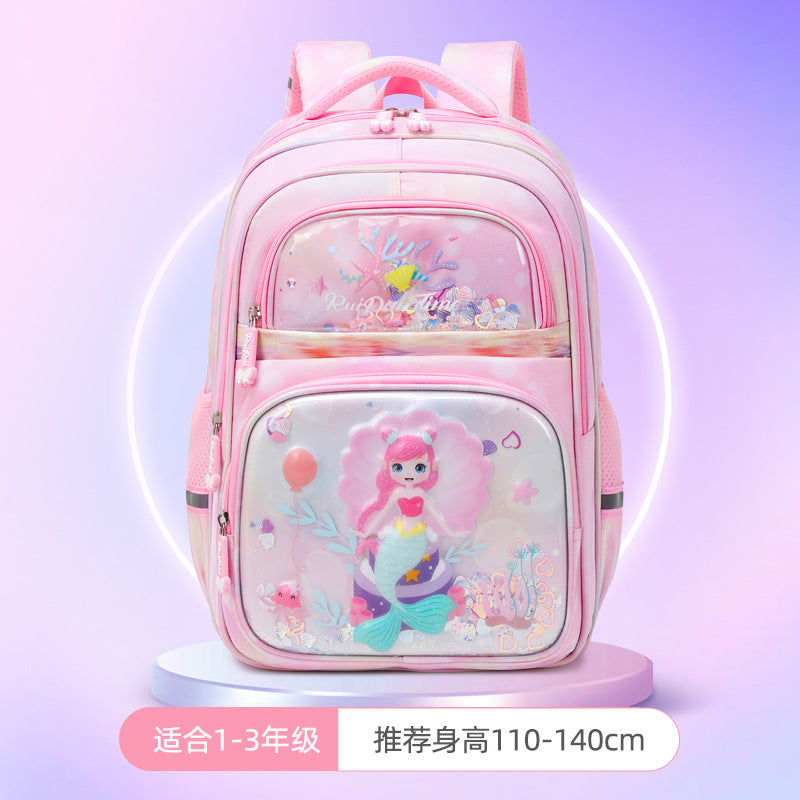 Rui brand children's schoolbag for girls in grades 1-2, large-capacity burden reduction cartoon for primary school girls, new and lightweight models for girls in 2024
