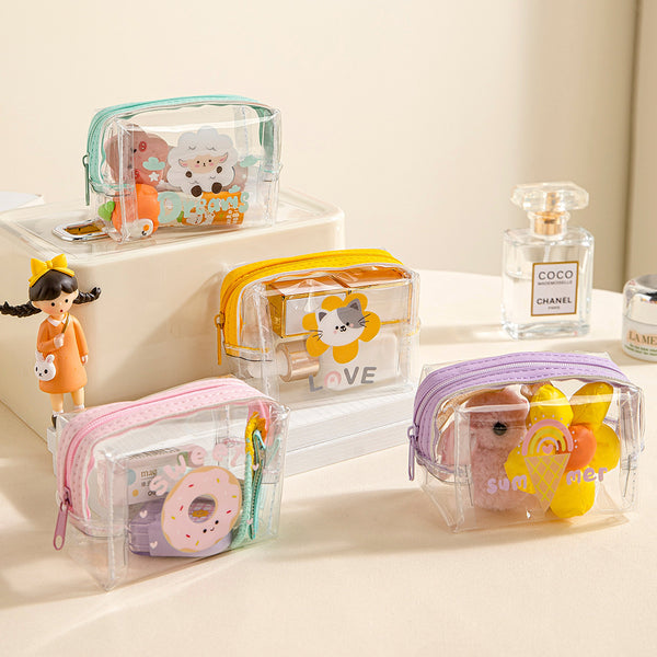 Cute change bag, mini data cable, hair accessories storage bag, transparent PVC clutch bag, portable ins cosmetic bag.