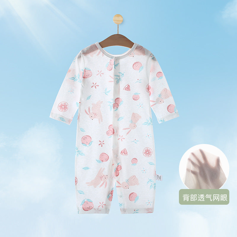 Newborn summer romper: baby long-sleeve loungewear for infants and toddlers - perfect for home, air conditioning, and crawling