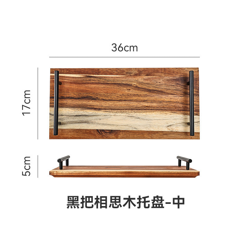 Creative acacia wood double-handle wooden tray - perfect for home baking, fruits, desserts, and tea. wholesale direct from the manufacturer