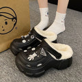Clogs fleece-lined women's outwear winter 2023new arrivalthick soleincreased popularcasualheattechnon-slip cotton shoes for women