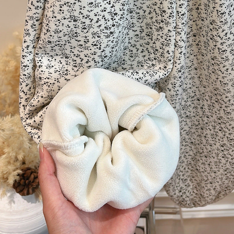Girls' fall/winter fleece-lined floral bloomer pants, korean style baby girl outerwear, casual chic long pants, trendy children's clothing