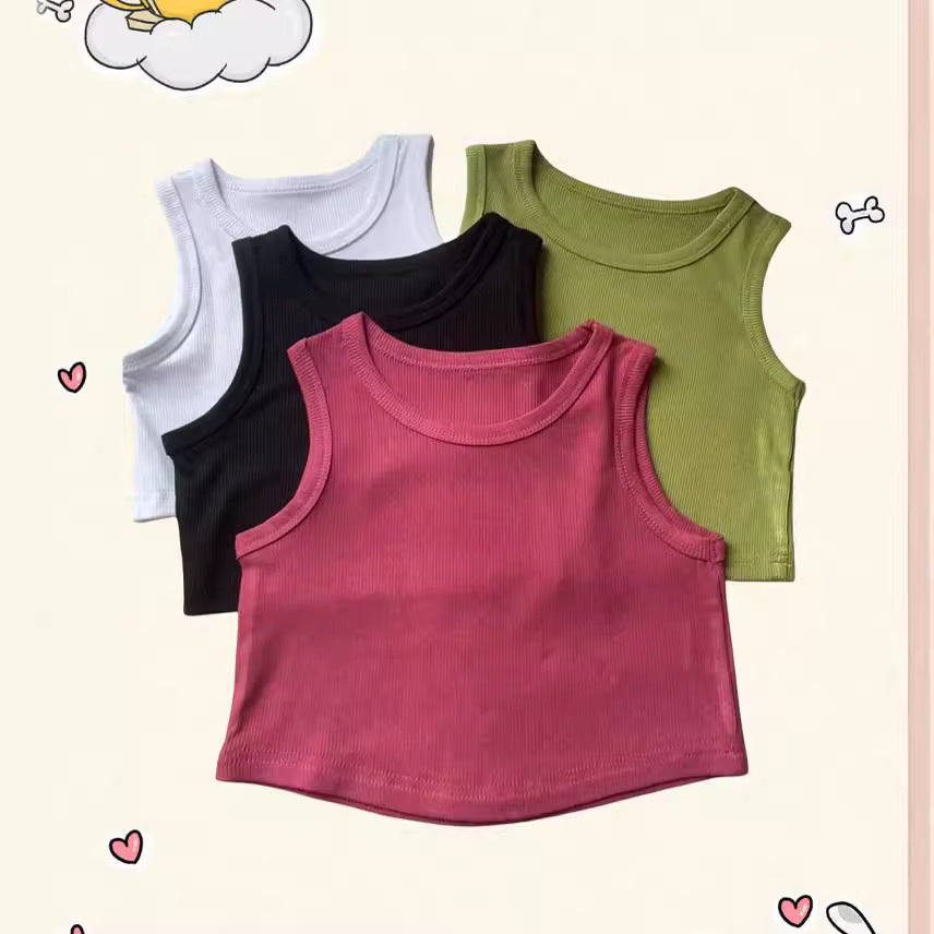 Children's summer tank top - stylish and cute girls' camisole - pink inner layer top for trendy infants and toddlers