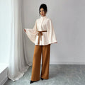 fashion:  new women's outfit - versatile stand collar, cinched waist, tie-waist cropped wool coat set