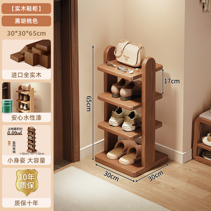 Solid wood shoe rack multi-layer household entrance entrance small narrow shelf 2025 new simple does not occupy an area of shoe cabinet