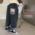 Boys' jeans spring collection - spring/autumn style  new arrival - mid-to-large size children's korean style fleece-lined thickened trousers
