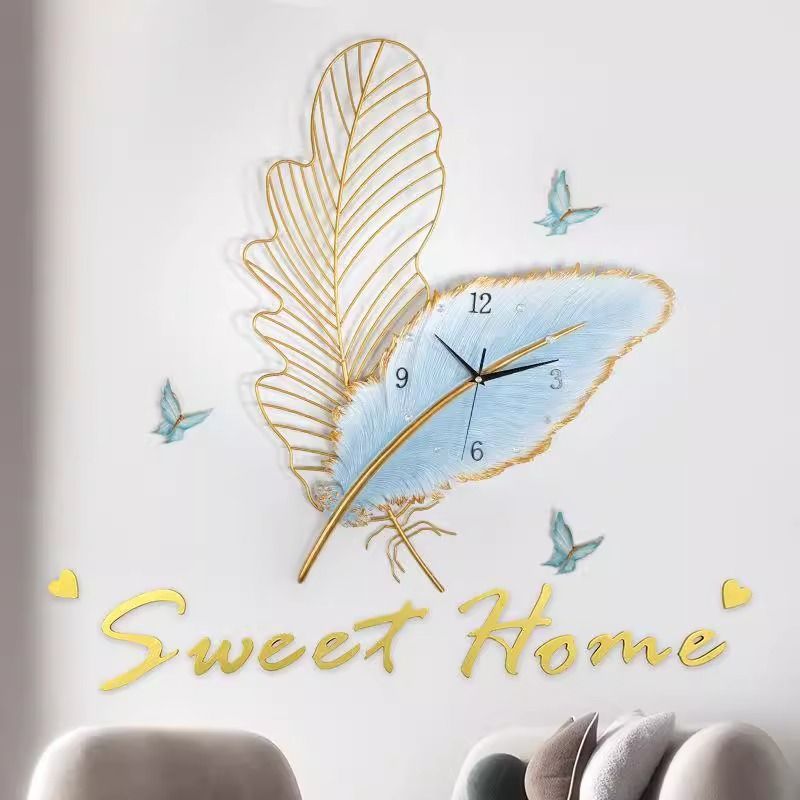 Wall clock - minimalist modern living room decor - creative home decor - iron art light luxury wall clock - no drilling required