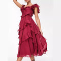 2025 new european and american style formal dress vacation dress lace backless cutout cake dress ruffle pleated maxi dress