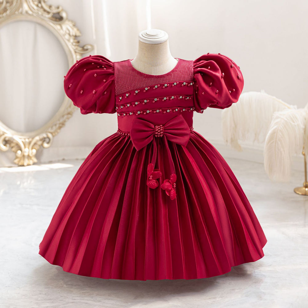 Export ready-made girl evening dress section cloth puff sleeve princess dress one year old dress flower girl