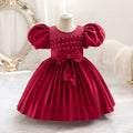 Export ready-made girl evening dress section cloth puff sleeve princess dress one year old dress flower girl