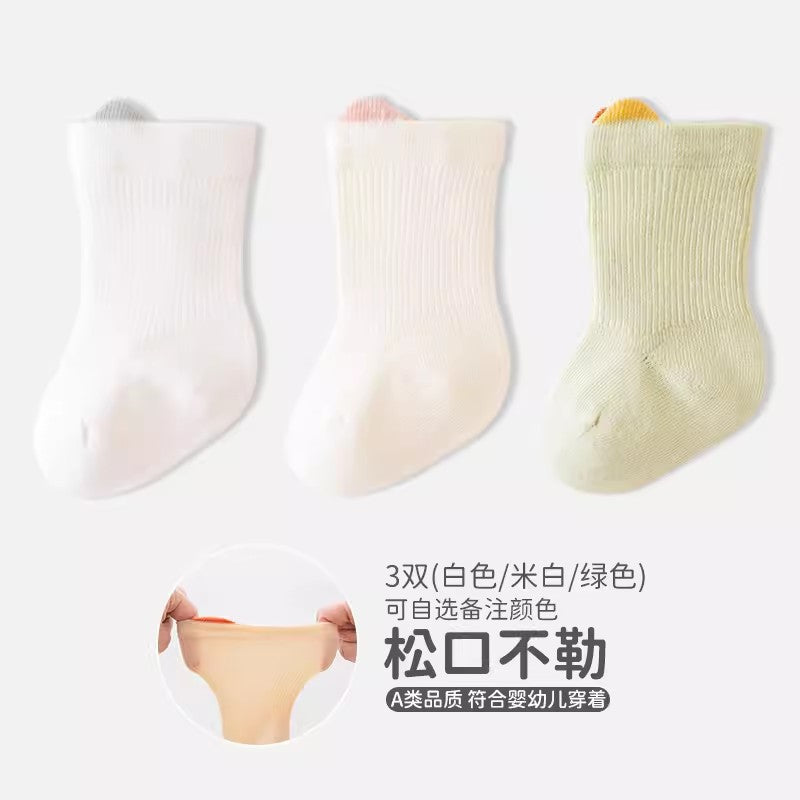 Babylon class a socks combed cotton breathable boneless baby knee socks socks candy color ear lifting newborn socks
