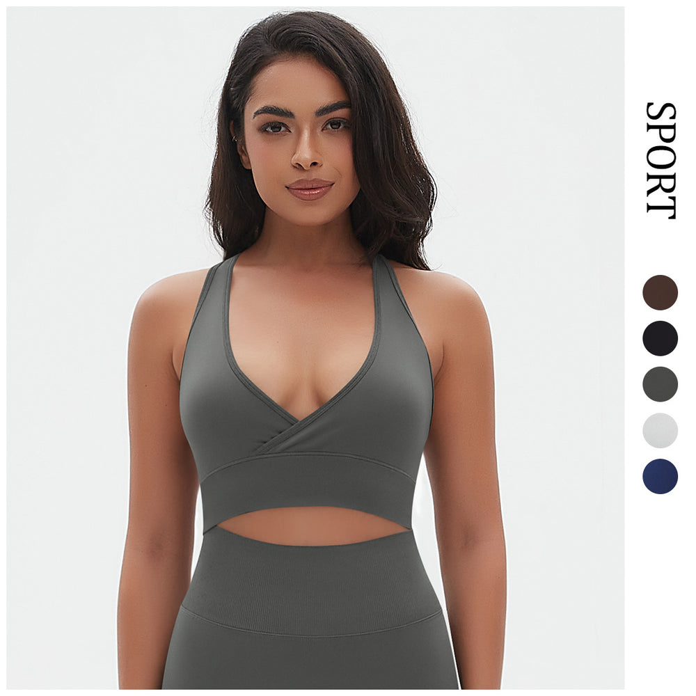 European and american seamless yoga wear sexy backless sports bra breathable push-up yoga bra running fitness tank top for women