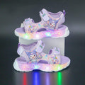 New summer light-up kuromi princess sandals for girls - eva cartoon hollow-out beach shoes for kindergarten and preschool