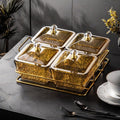 【four-compartment fruit platter with lid - amber】+ iron stand, thickened plastic