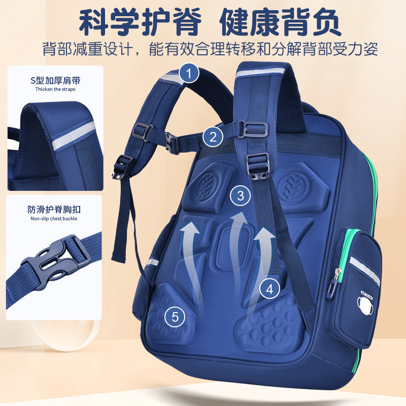 School bags for primary school girls, spine care and burden reduction for boys, large-capacity children's school bags for grades 1-6, double-shoulder school bags wholesale.