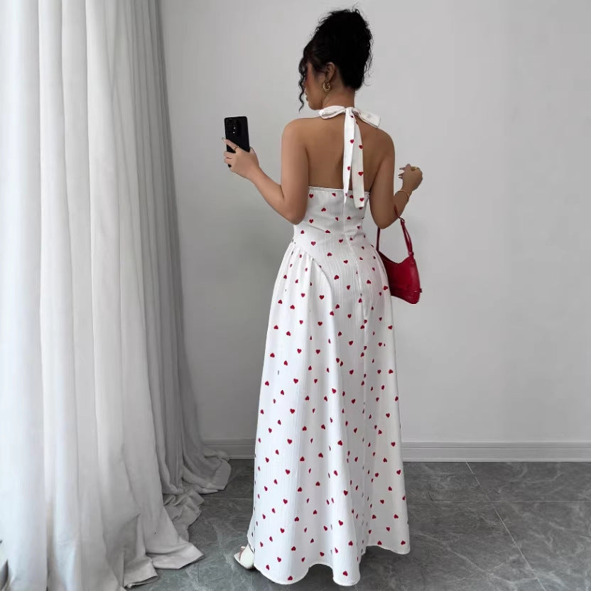 New arrivalfashion cross-border heart suspender pajamas for women casualsexybowstie back waist dress
