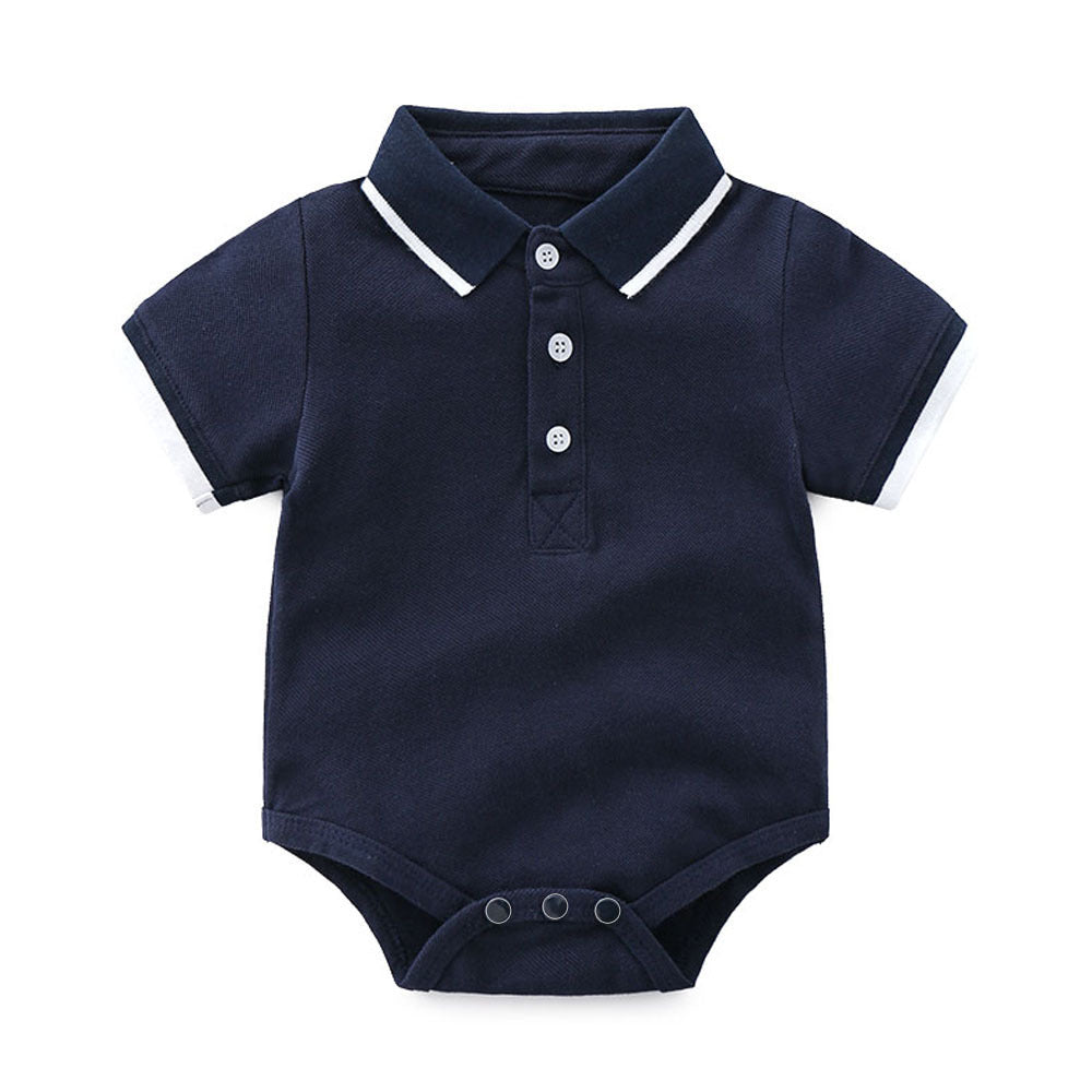 New summer collection: plaid short-sleeve cotton baby romper - two-tone design, perfect for outdoor adventures and easy to match