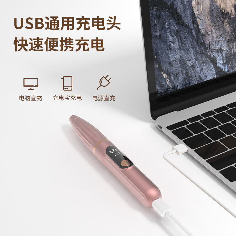 Portable rechargeable nail polishing pen, manicure tool, nail removal pen, light sound, low vibration, easy polishing, lcd display slot