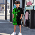 hot-selling children's short-sleeved shirt set,  &  trending, american casual shirt set for summer