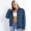 Fashion cross-border foreign trade  new style washed retro loosecasual early autumn new style slit denim shirt