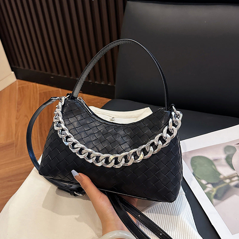 Foreign trade advanced sense foreign style small bag women's 2025 new woven chain hand bag versatile shoulder messenger bag