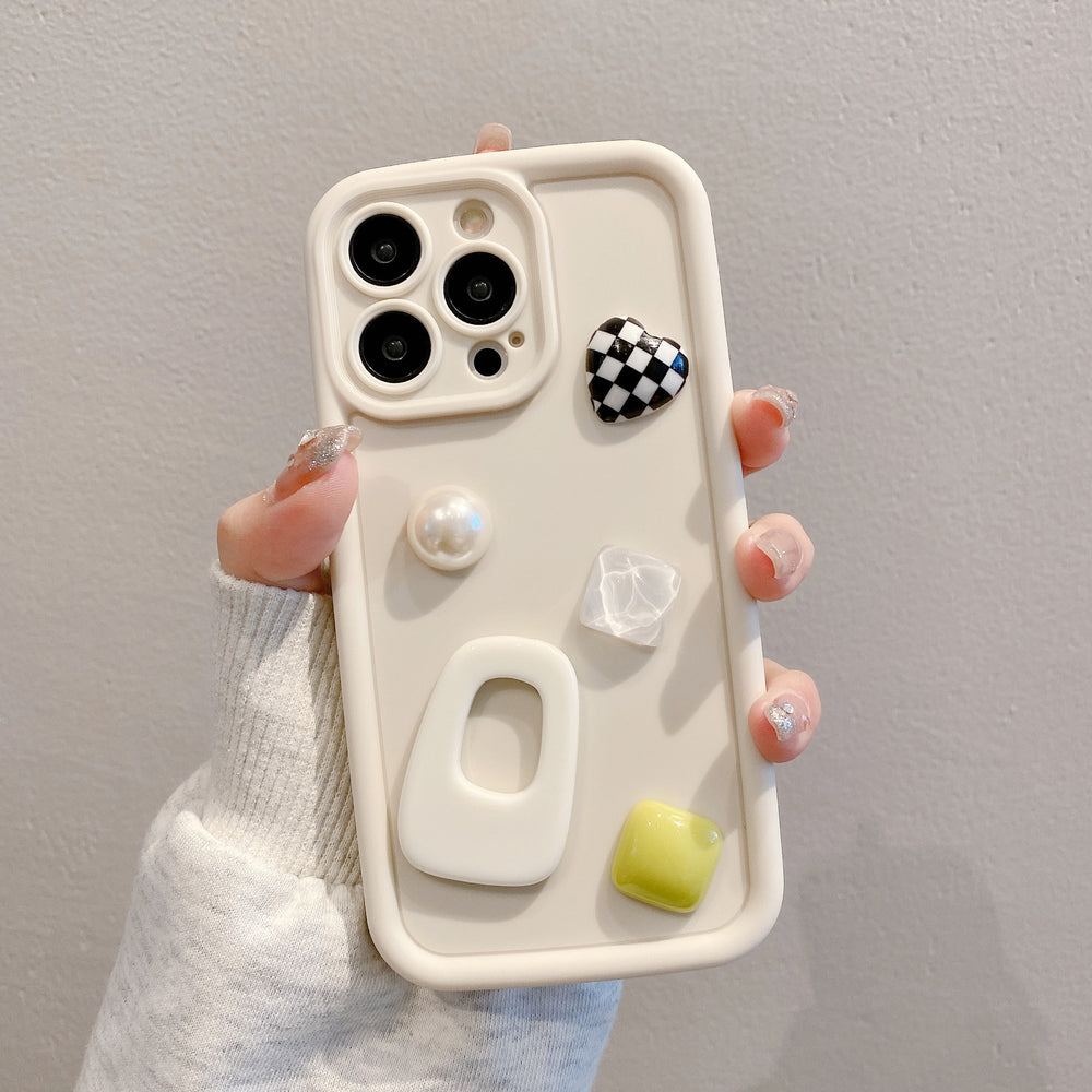 Ins gaozhu is suitable for apple 16pro hairpin love checkerboard mobile phone case iphonex/12 all-inclusive protective cover