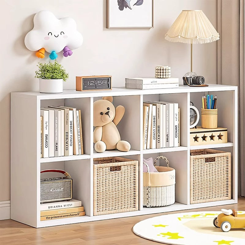 Steel grid cabinet - freestanding modular bookshelf for home living room, kids' storage, picture book organizer, and low cabinet