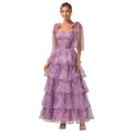 spring/summer new european and american sleeveless fashion floral camisole off-the-shoulder tie-up maxi dress in organza