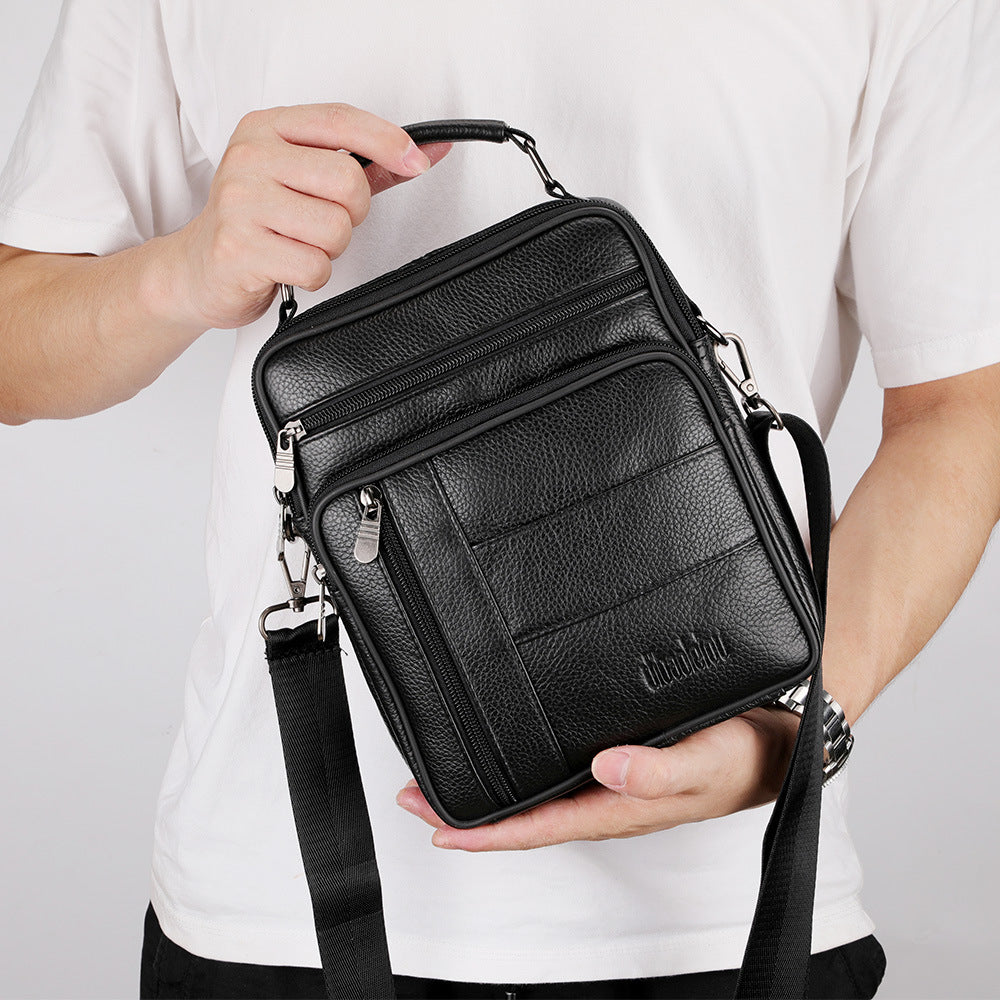 Cross-border wholesale business, genuine leather men's bags, first-layer cowhide shoulder bags, multi-functional men's messenger bags, men's handbags.