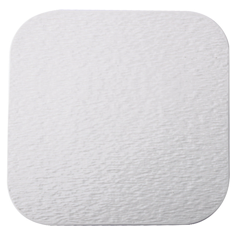 Stone-textured round ceramic plate, suitable for western-style steak, high-end cakes, dim sum, sushi, desserts, and pastries