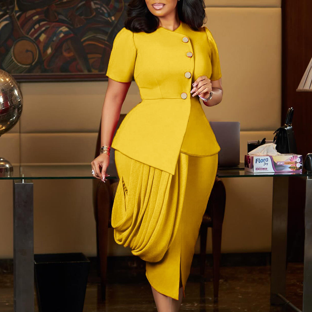 D613  foreign trade  new women's fashionable and elegant top and bodycon midi skirt two-piece african outfit
