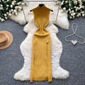 Lightly mature elegance style sleeveless high collar knittingdress female k-style silmslimming lookelegant slit a-line skirt work clothing